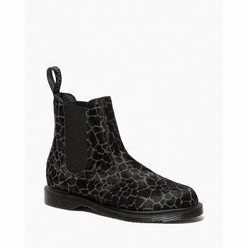 Dr Martens Flora Animal Print - Cierne/ Siva Chelsea Cizmy Damske, D326SK